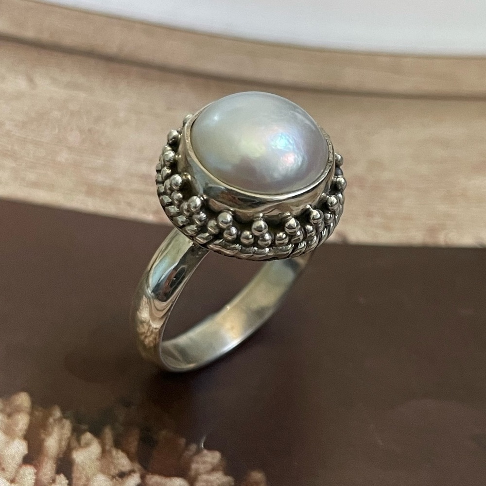 925 Sterling silver Natural Pearl Ring size: US: 9